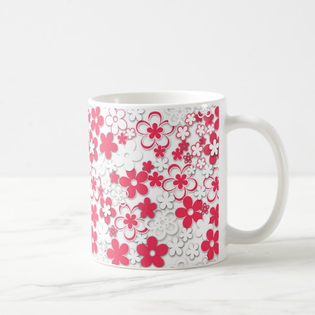 Mug Fleurs en papier rouges et blanches (Droite)