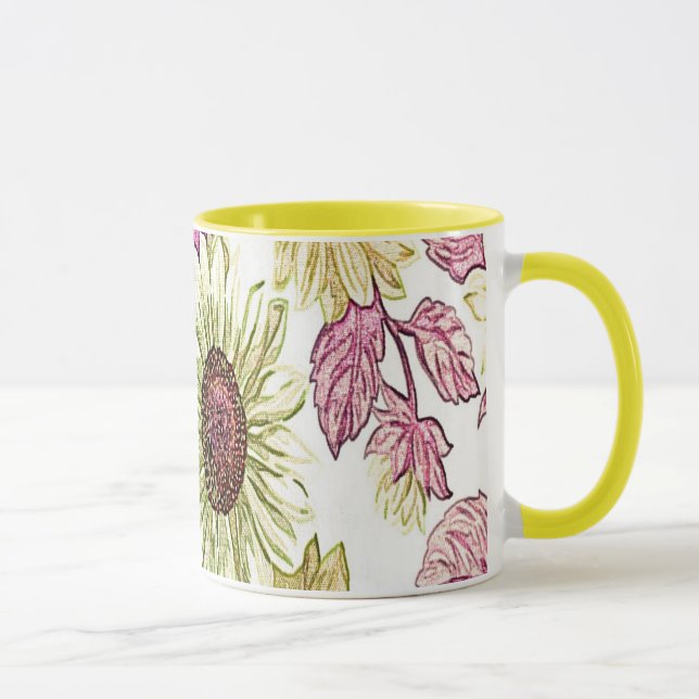 Mug Fleurs en tissu jaune (Droite)