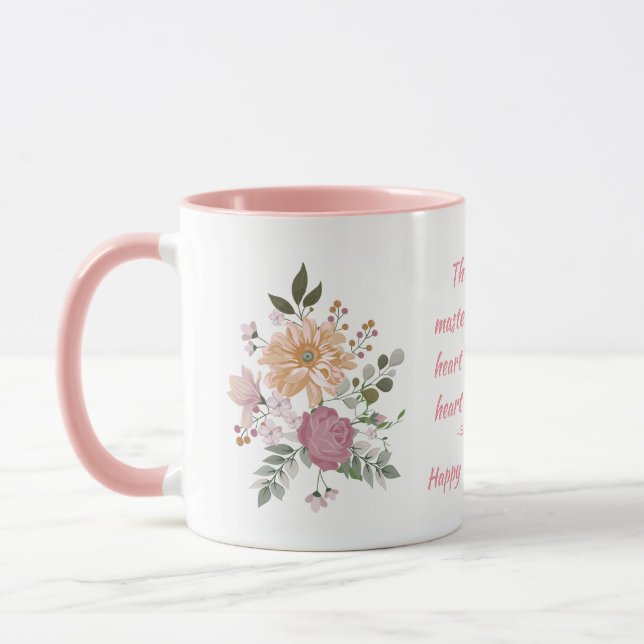 Mug Fleurs et belle citation Bonne fête des mères (Gauche)