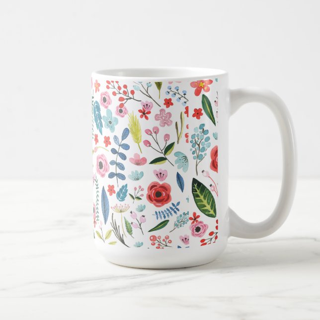 Mug Fleurs et feuilles Botaniques colorées Motif (Droite)