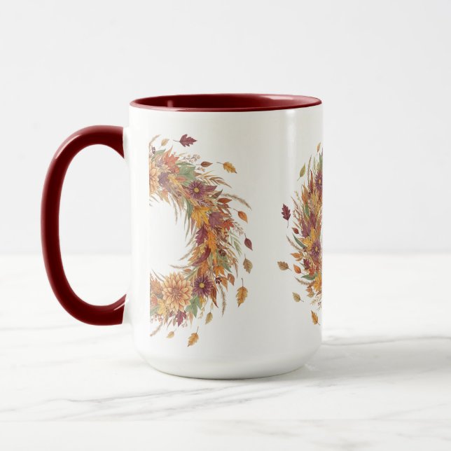 Mug Fleurs et Feuilles d'automne, auteur Natasha Us (Gauche)