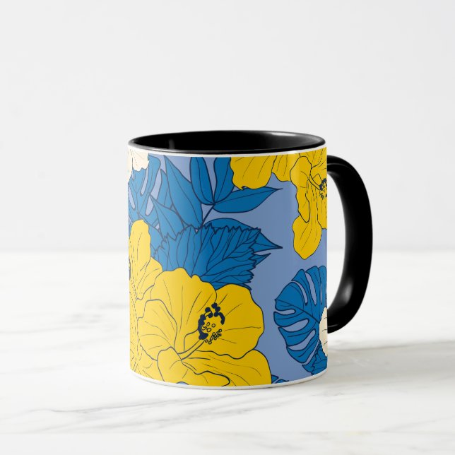 Mug Fleurs et feuilles d'hibiscus   (Devant droit)