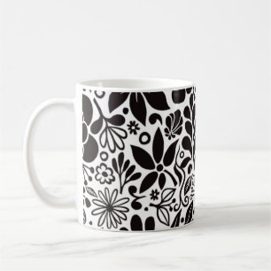 Mug Fleurs et feuilles sauvages audacieuses L noir bla