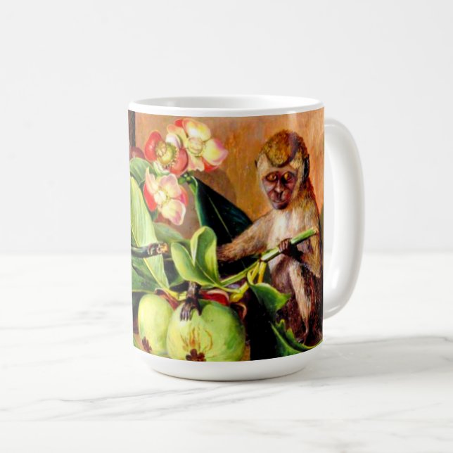 Mug Fleurs et fruits de Mangosteen; Singe de Singapour (Devant droit)
