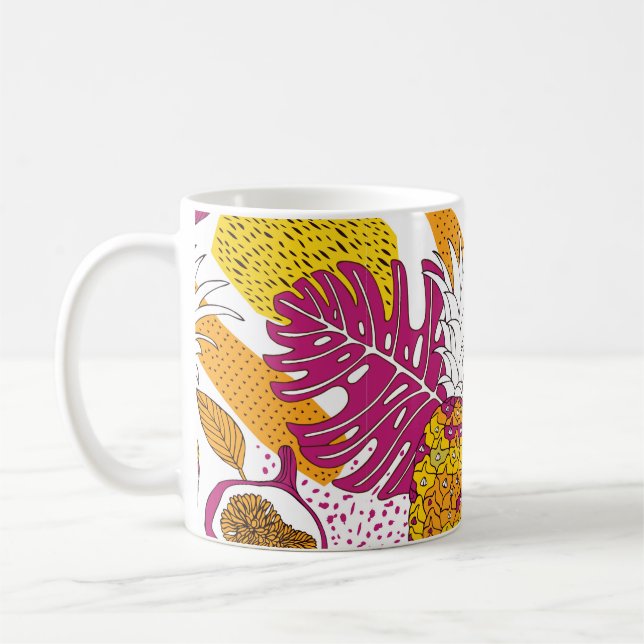 Mug Fleurs et fruits tropicaux, imprimé exotique lumin (Gauche)
