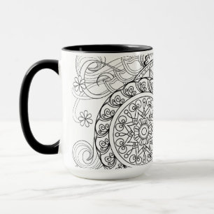 Mug Fleurs et mandalas de griffonnage
