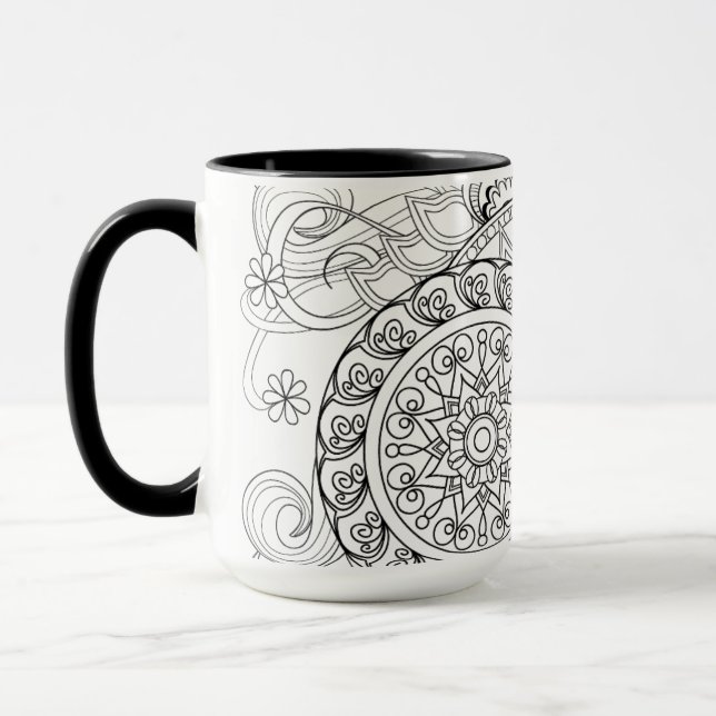 Mug Fleurs et mandalas de griffonnage (Gauche)