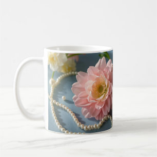 Mug Fleurs et perles élégantes