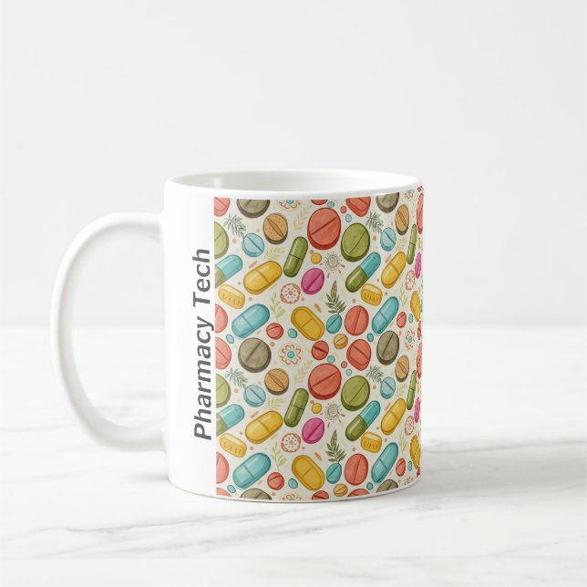 Mug Fleurs et pilules de pharmacie Boho personnalisées (Gauche)