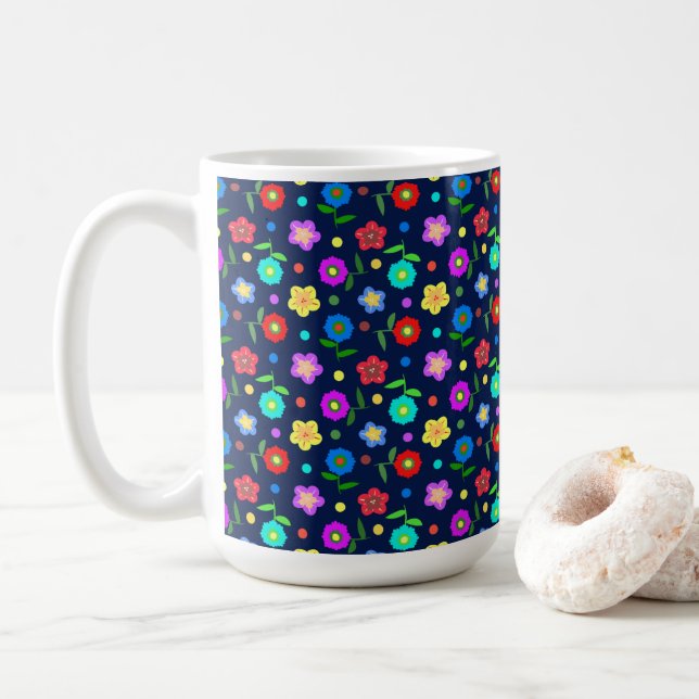Mug Fleurs et points (Avec donut)