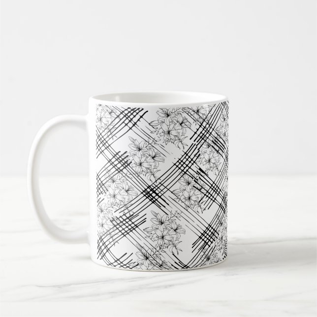 Mug Fleurs et rayures monogrammes chic (Gauche)
