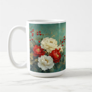 Mug Fleurs florales blanches de Noël Vintage personnal