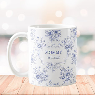 Mug Fleurs Florales Bleues Personnalisées pour la Fête