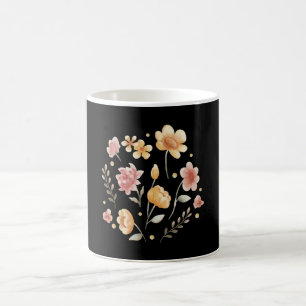Mug Fleurs florales et aquarelle feuille