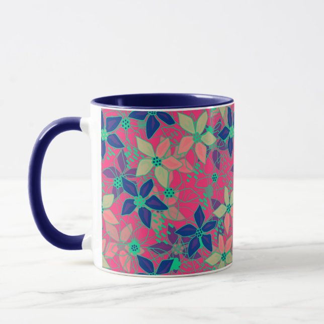 Mug Fleurs florales invisibles motif rouge d'été brill (Gauche)