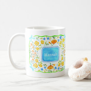 Mug Fleurs fraîches maximalistes personnalisées avec n
