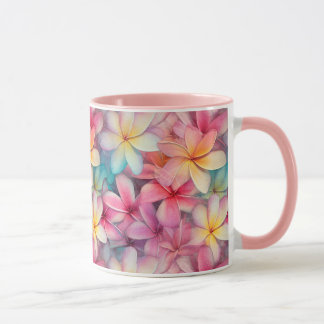 Mug Fleurs Frangipani colorées à motifs tropicaux