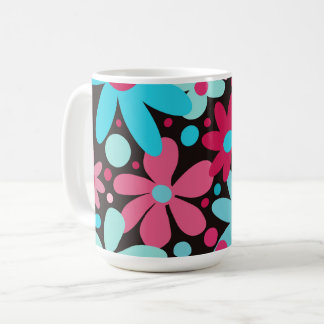 Mug Fleurs funky bleu et rose
