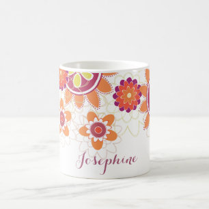 Mug Fleurs géométriques rétro personnalisées