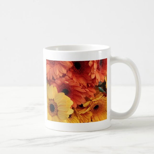 Mug Fleurs Gerbera Lumineuses, Jaune Orange, Flora (Droite)