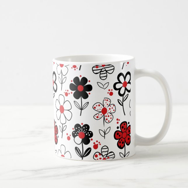 Mug Fleurs graphiques frappantes (Droite)