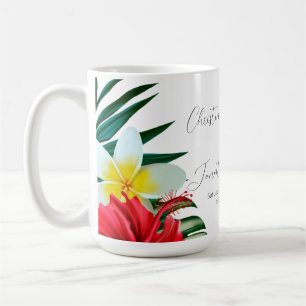 Mug Fleurs hawaïennes tropicales Mariage élégant sur b