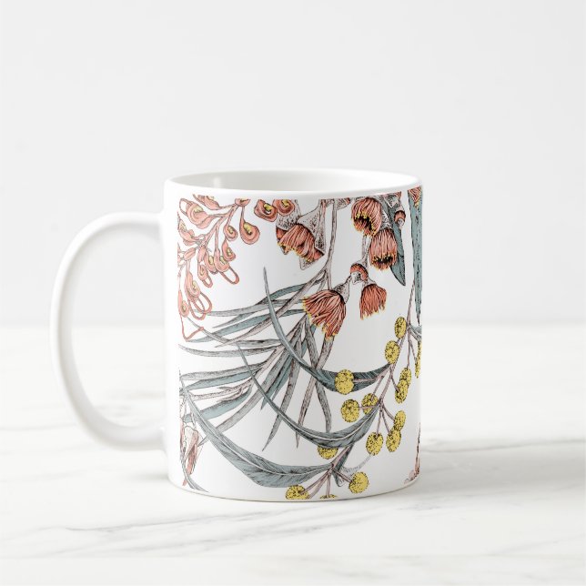 Mug Fleurs indigènes australiennes. Noir motif transpa (Gauche)