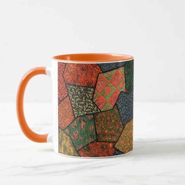 MUG FLEURS JAPONAISES ANCIENNES, FEUILLES, FLEURS GÉOM (Gauche)