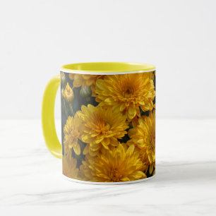 Mug Fleurs Jaune Clair de Mums Floral