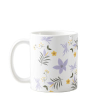 Mug Fleurs Jaune et Violet Clair