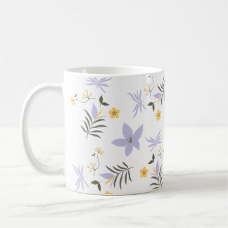 Mug Fleurs Jaune et Violet Clair