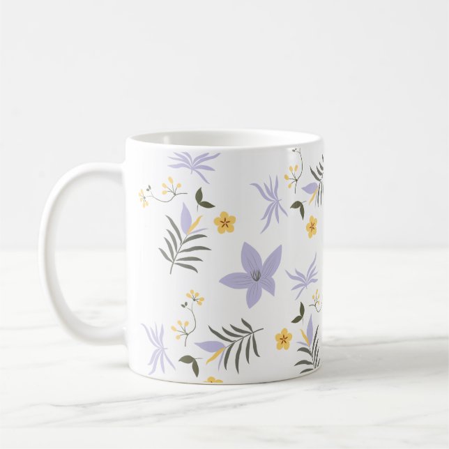 Mug Fleurs Jaune et Violet Clair (Gauche)