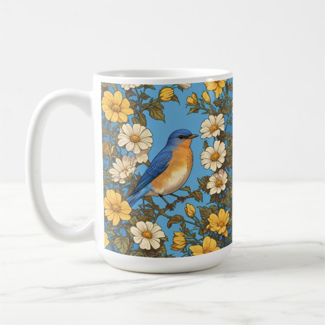 Mug Fleurs jaunes et blanches joyeuses du bleuet orien (Gauche)