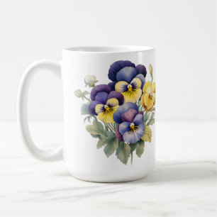 MUG FLEURS JAUNES JAUNES PURPLES JOLIMENT BLEU