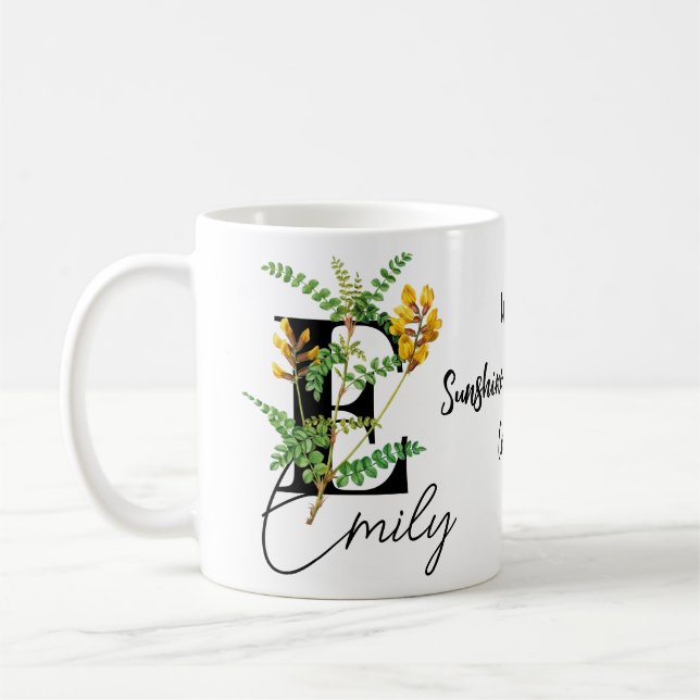 Mug Fleurs Jaunes Où Le Soleil Est Personnalisé (Gauche)