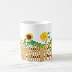 Mug Fleurs jaunes soleil et clôture de jardin Nature
