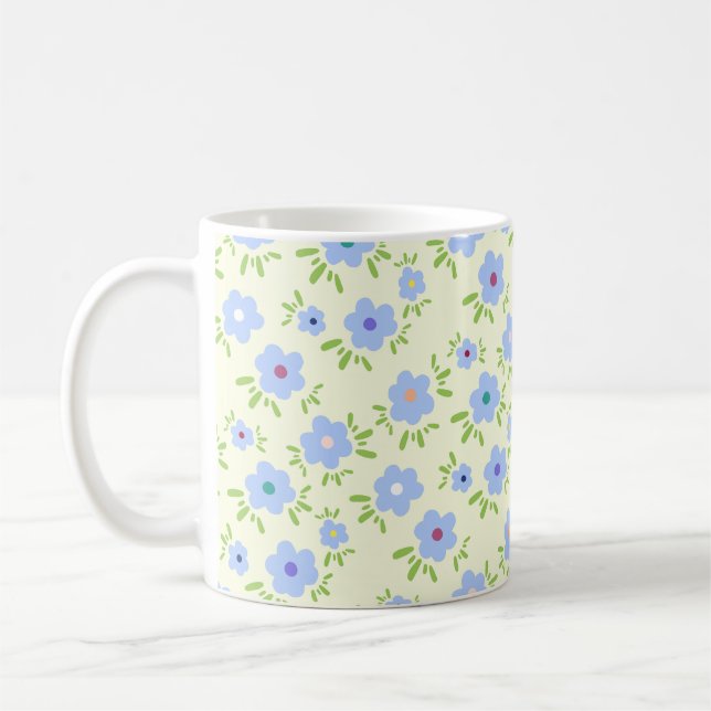 Mug Fleurs Joyeuses Arrière - plans Jaunes (Gauche)