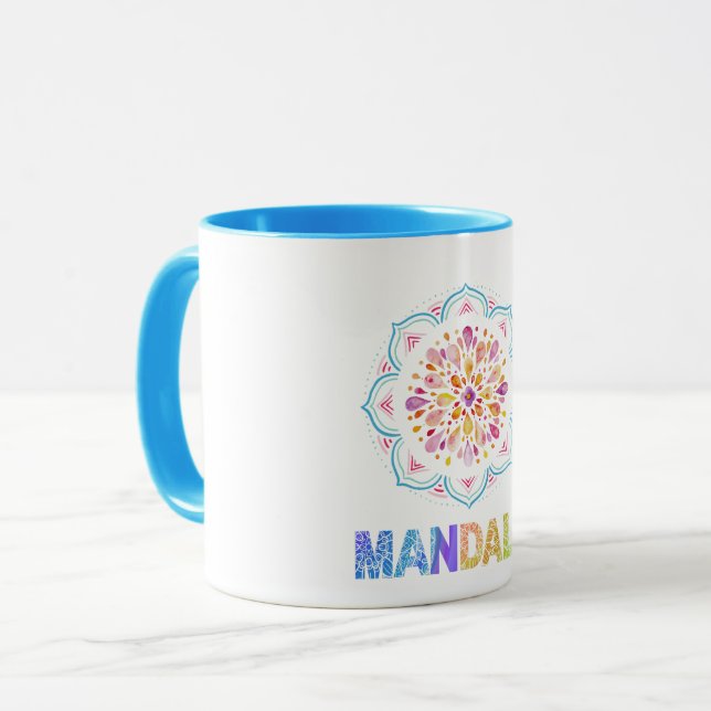 MUG FLEURS LOTUS COLORÉES MANDALA (Devant gauche)
