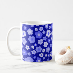Mug Fleurs marguerites colorées Motif rétro Gras Bleu
