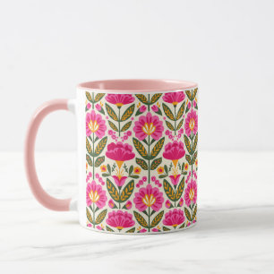 Mug Fleurs Mexicaines Rose Fuchsia Floral BOHO Chic