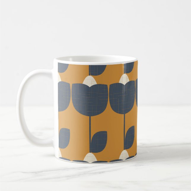 Mug Fleurs modernes rétro : Scandinave Géométrique. (Gauche)