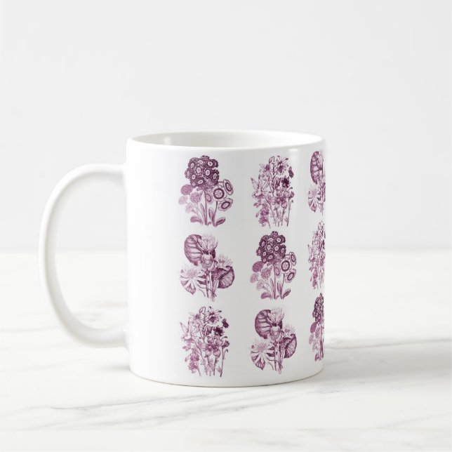 Mug Fleurs monochromes en bordeaux (Gauche)