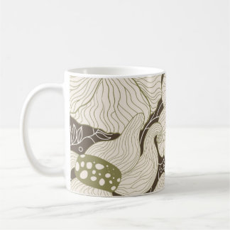 Mug Fleurs monochromes encadrent fleur élégante stylis