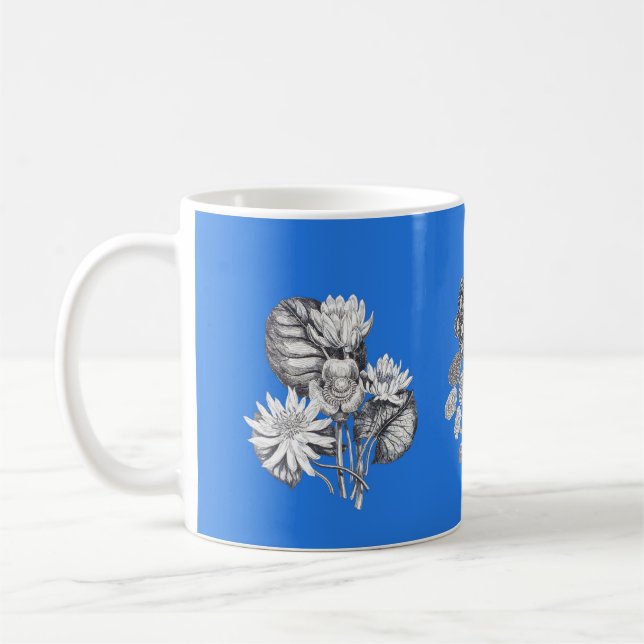 Mug Fleurs monochromes sur arrière - plan bleu électri (Gauche)