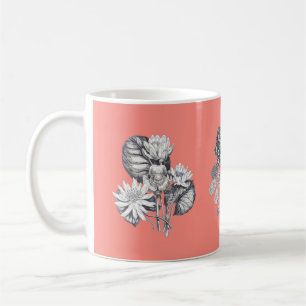 Mug Fleurs monochromes sur arrière - plan corallien