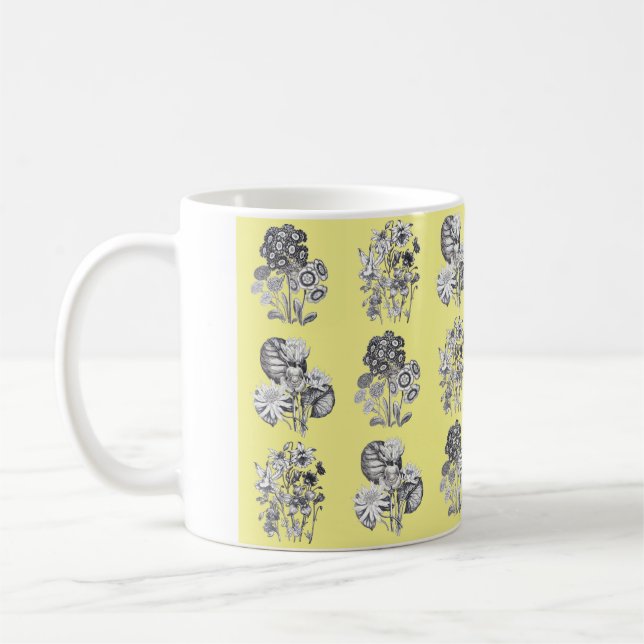 Mug Fleurs monochromes sur arrière - plan jaune (Gauche)