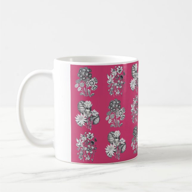 Mug Fleurs monochromes sur cerise arrière - plan (Gauche)