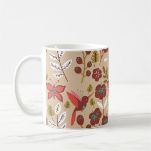 Mug Fleurs motifs florales sans soudure, oiseaux, papi