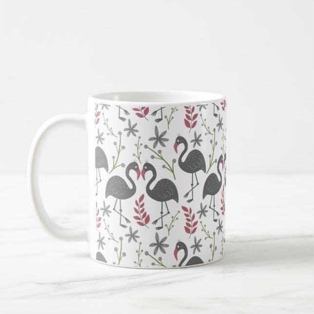 Mug Fleurs motifs roses flamingo sans coutures, feuill (Gauche)