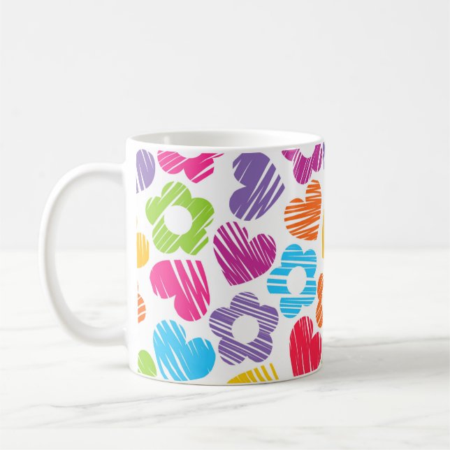 Mug Fleurs multicolores mignonnes et motif de coeur gi (Gauche)